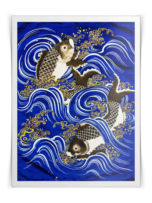 Karpfen in Wellen Poster