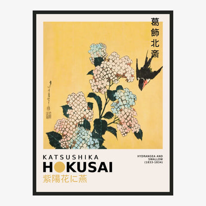 Katsushika Hokusai - Hydrangea and Swallow Poster