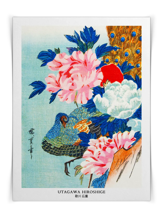 Utagawa Hiroshige – Peacock and Peonies Poster