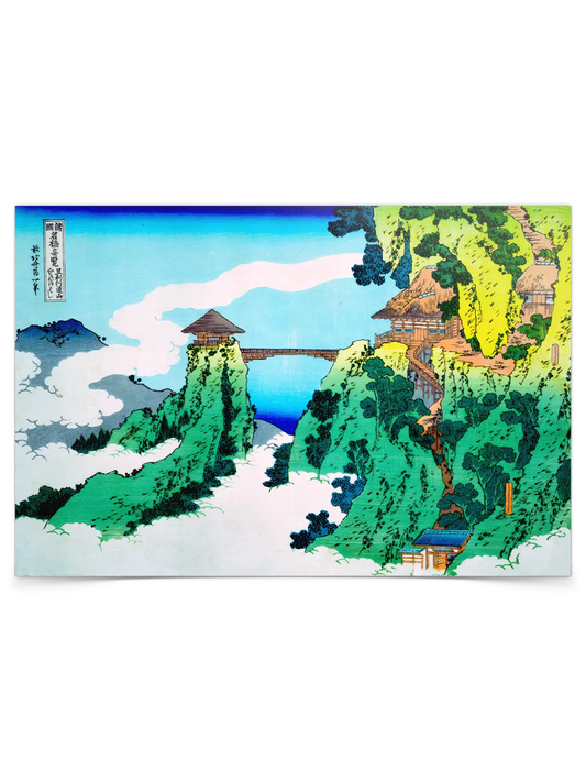 Katsushika Hokusai - Die Hängebrücke am Berg Gyodo Querformat