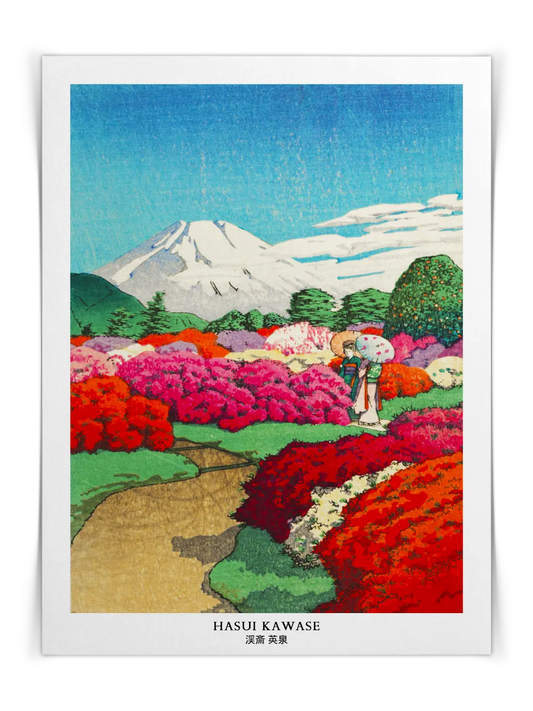Kawase Hasui - Frauen im Azaleengarten Poster