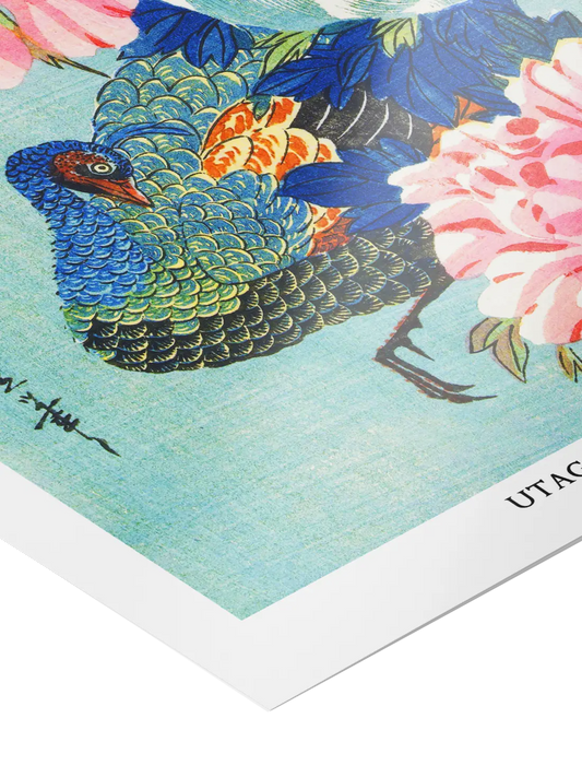 Utagawa Hiroshige – Peacock and Peonies Poster