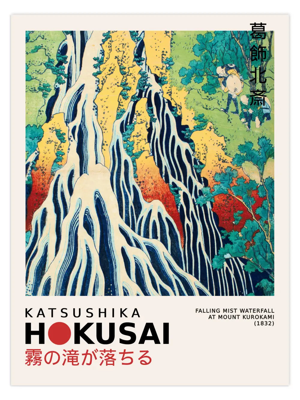 Katsushika Hokusai - Falling Mist Waterfall Poster