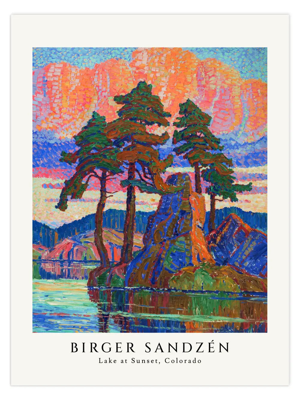 Birger Sandzén - See bei Sonnenuntergang Poster