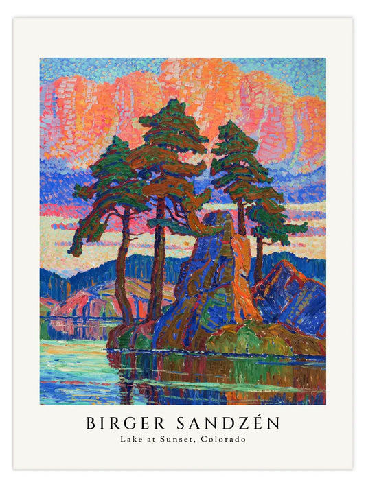 Birger Sandzén - See bei Sonnenuntergang Poster