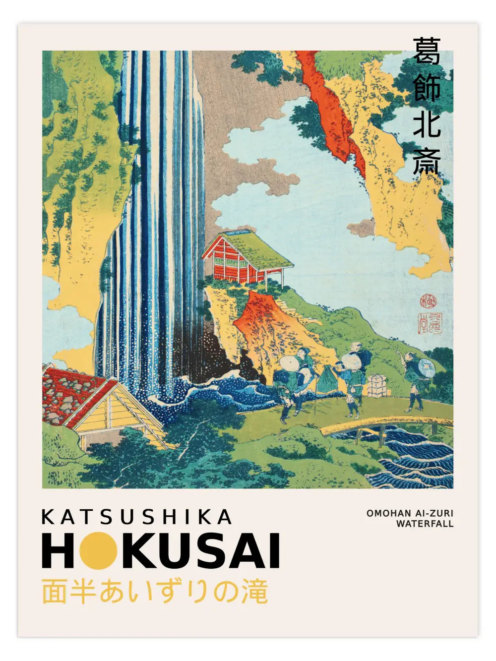 Katsushika Hokusai - Omohan Ai-Zuri Waterfall Poster