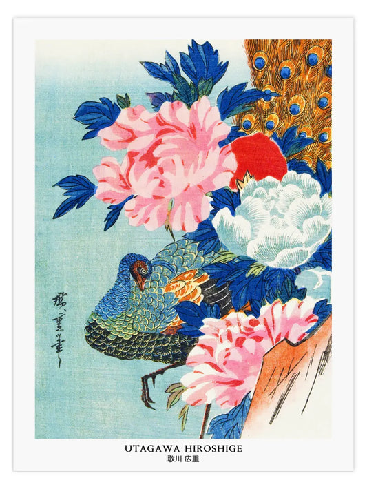 Utagawa Hiroshige – Peacock and Peonies Poster