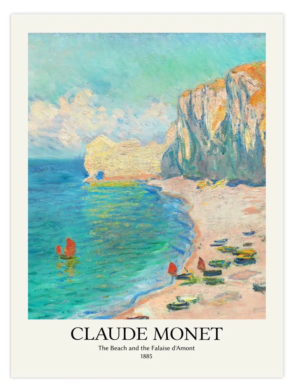 Claude Monet - The Beach and the Falaise d'Amont Poster
