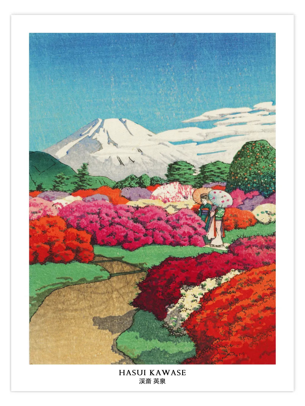 Kawase Hasui - Frauen im Azaleengarten Poster