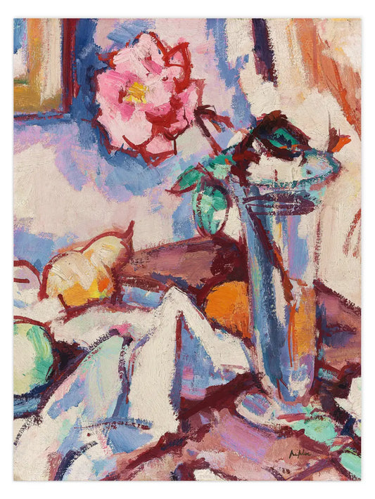 Samuel John Peploe - Rosa Rose in einer Glasvase Poster