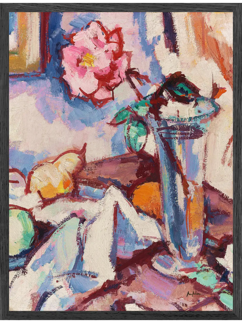 Samuel John Peploe - Rosa Rose in einer Glasvase Poster